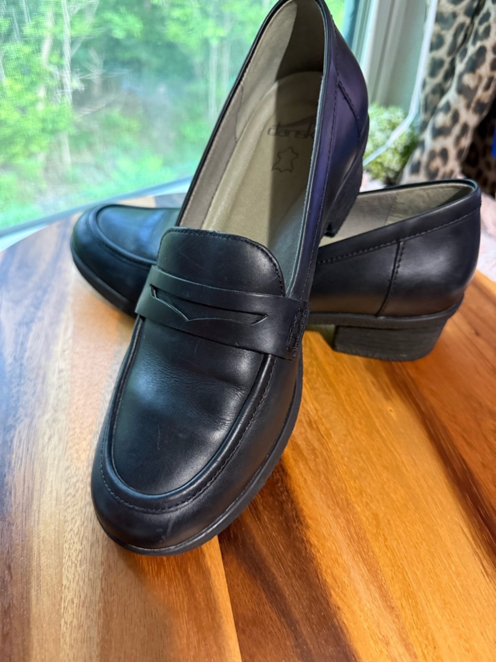 Dansko Black Leather Penny Loafers